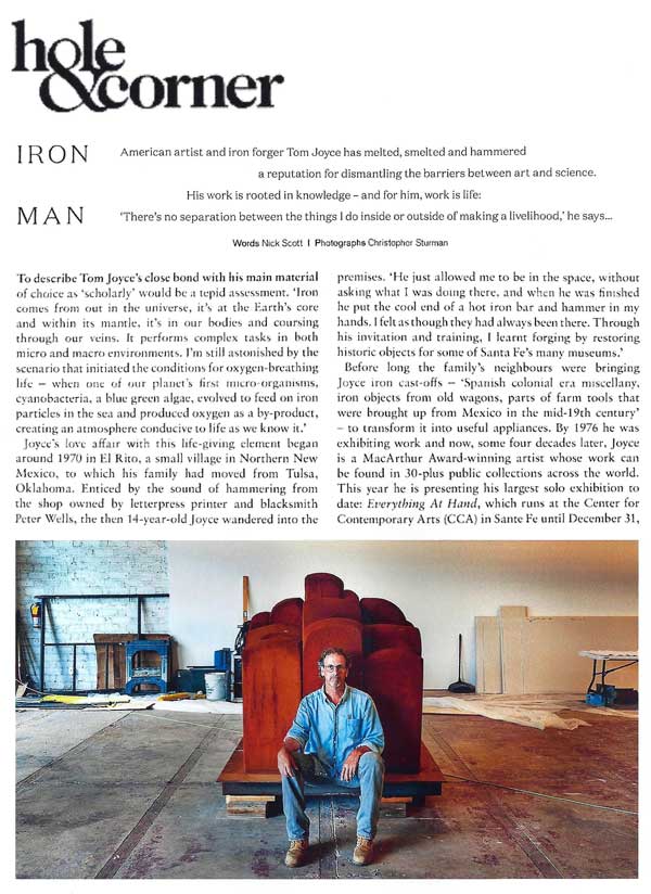 Forging Ahead with Sculptor Tom Joyce. By Nick Scott. Hole & Corner, November 27, 2017
